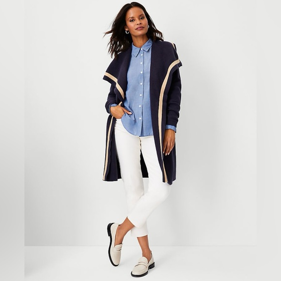 Ann Taylor Sweaters - Ann Taylor Striped Trim Cascade Cardigan and FREE matching top